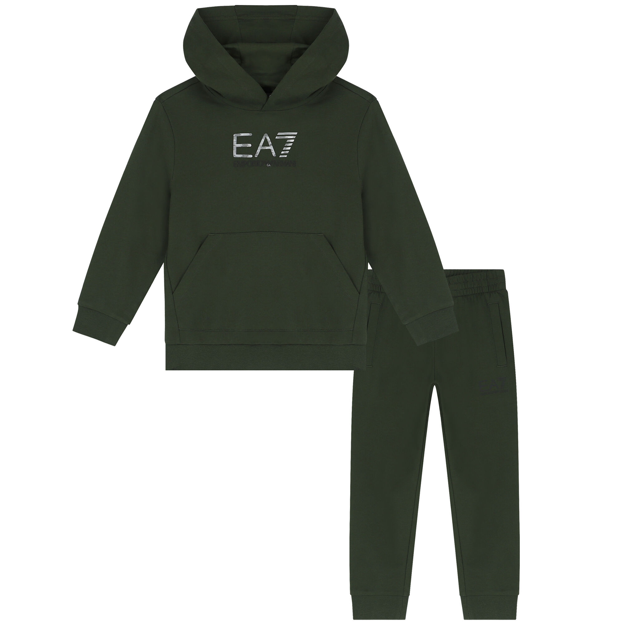 EA7 Emporio Armani Boys Green Logo Tracksuit Junior Couture QA