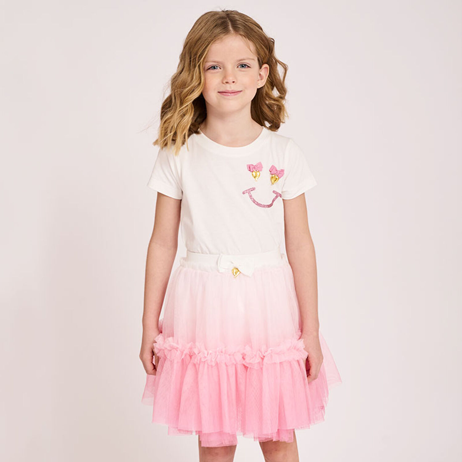 Girls White & Pink Ombre Tutu Skirt, 1, hi-res