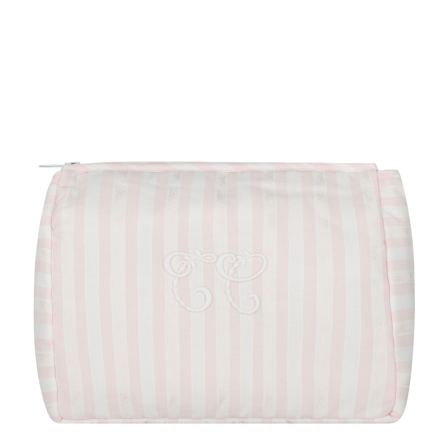 Baby Girls White & Pink Striped Wash Bag, 3, hi-res