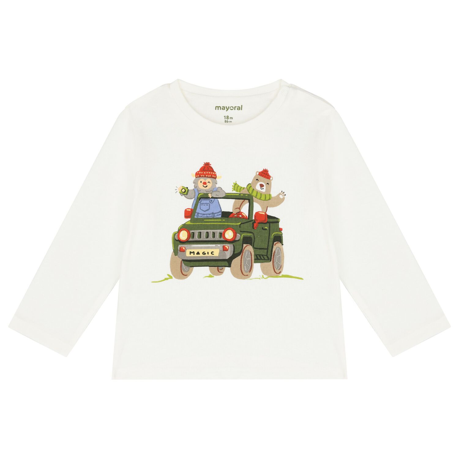 Younger Boys Ivory Long Sleeve Top, 1, hi-res