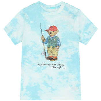 Boys Aqua Tie-Dye Polo Bear T-Shirt