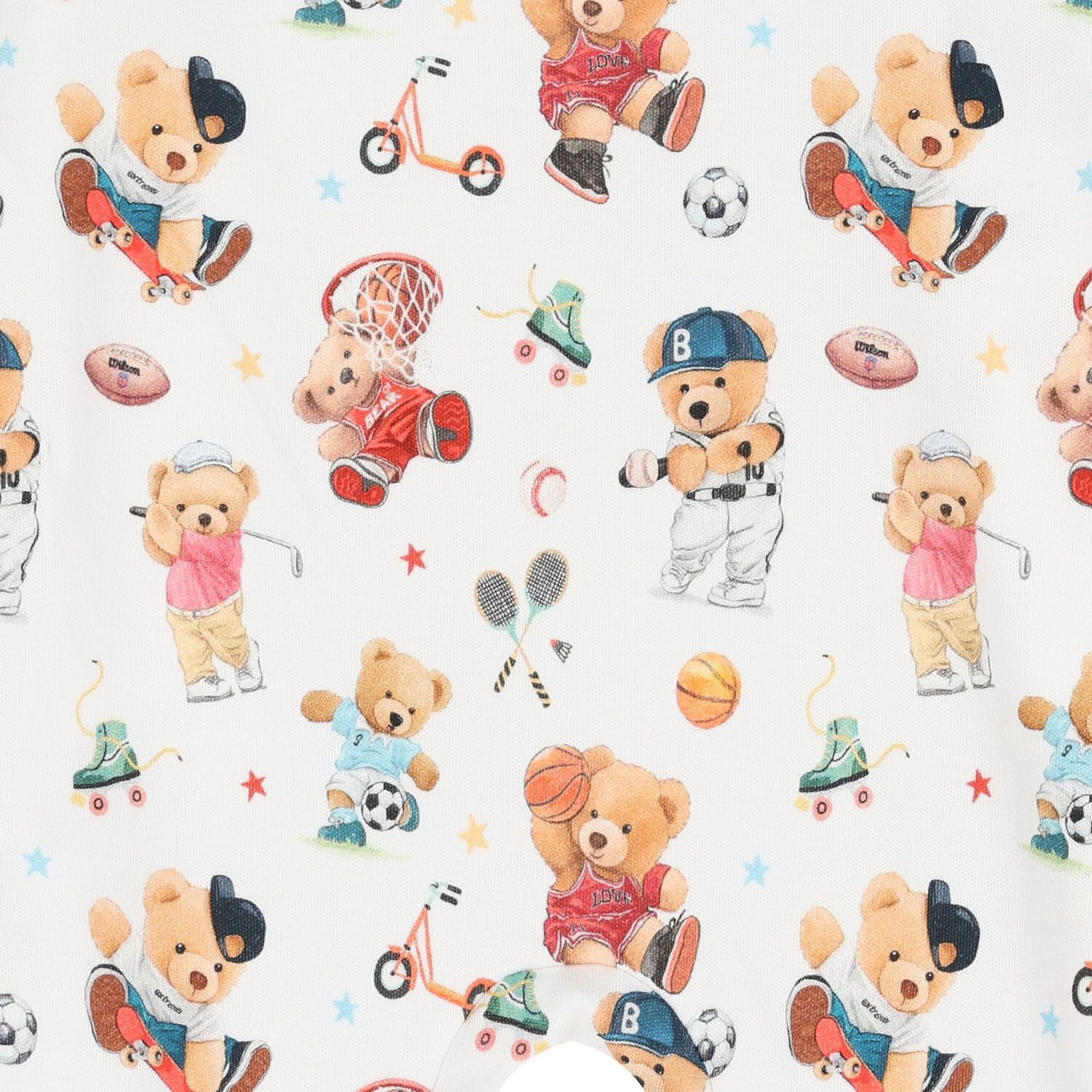 طقم ملابس القطن باللون الابيض على شكل دب مرح, 1, hi-res