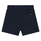 Younger Boys White & Navy Cotton Shorts Set, 1, hi-res