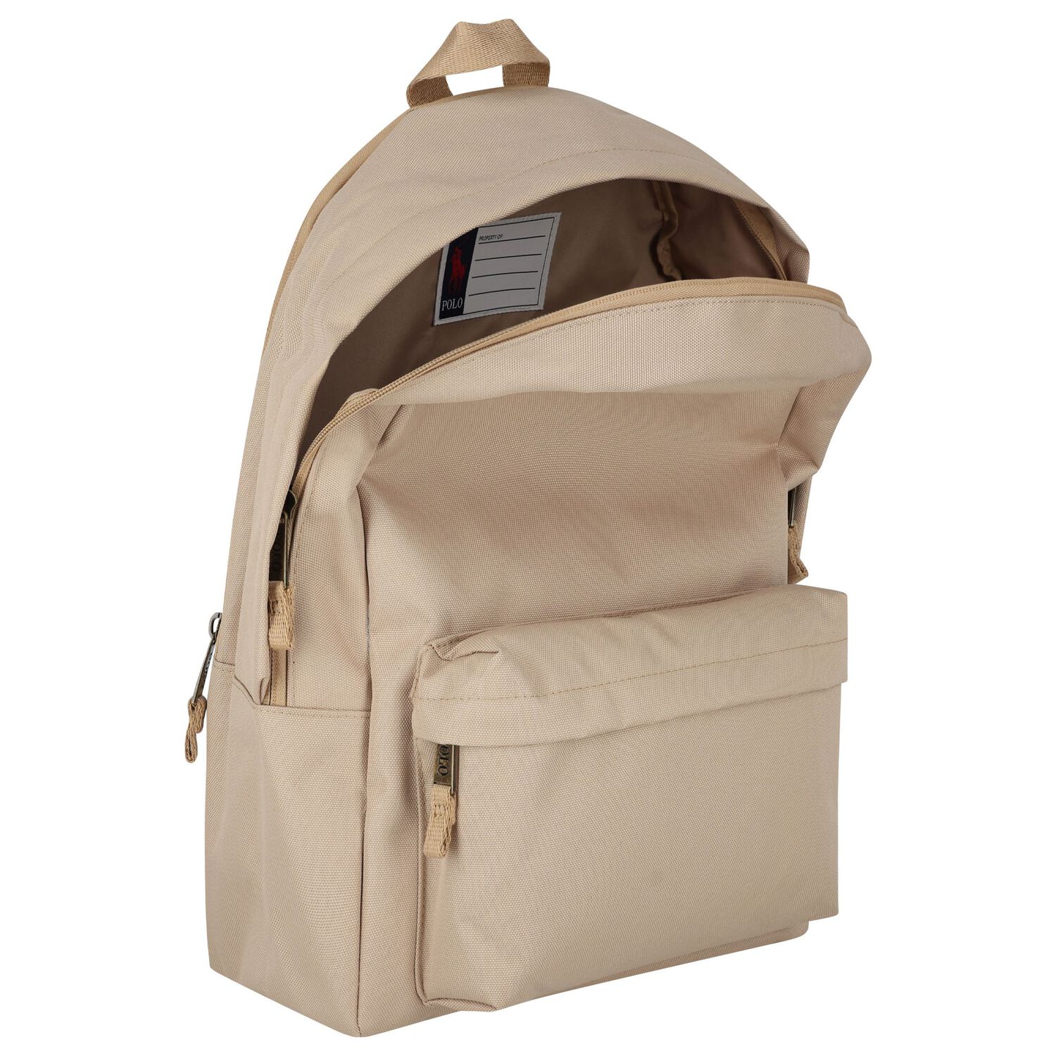 Beige Canvas Pony Logo Backpack ( 44cm ) , 1, hi-res