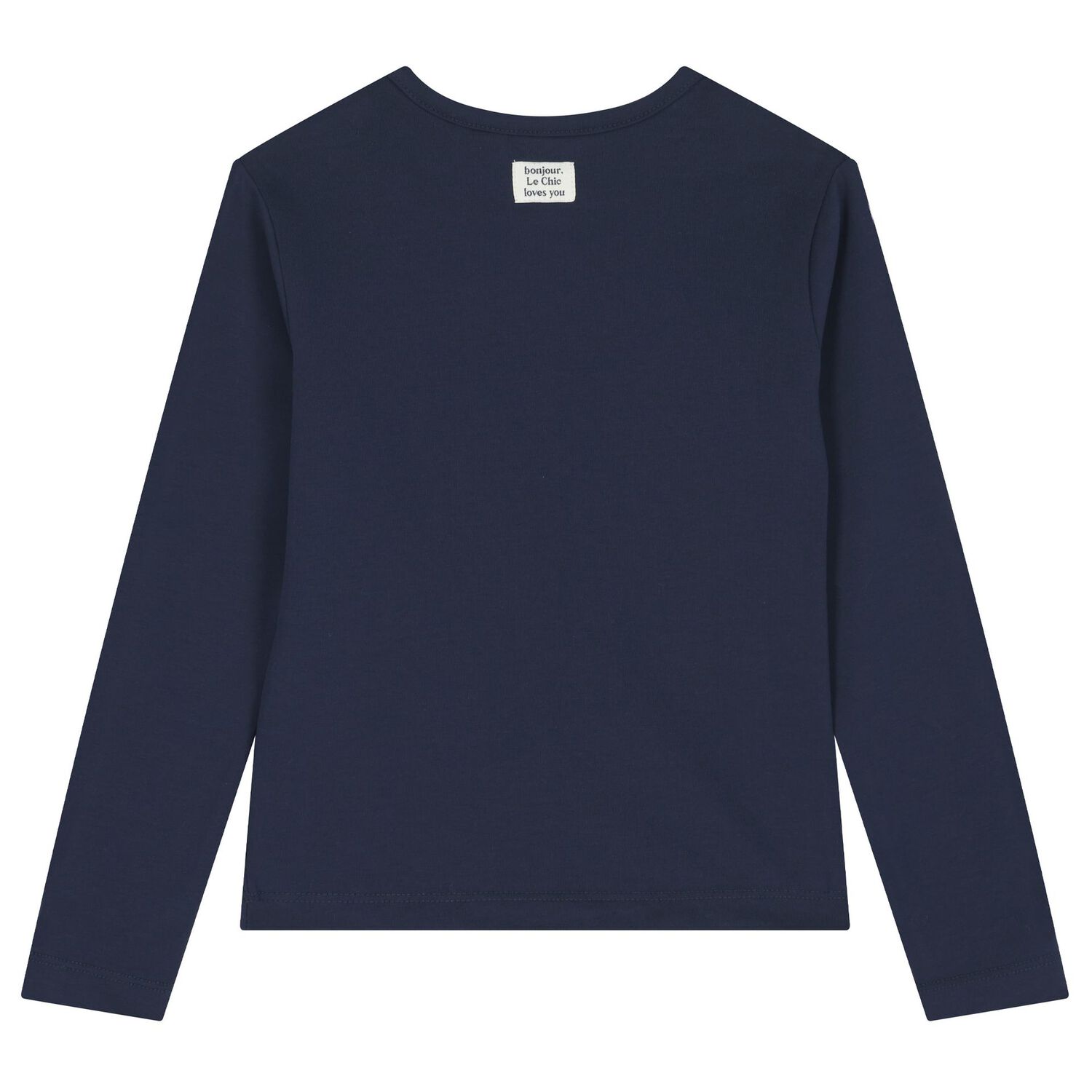 Girls Navy Blue Butterfly Long Sleeve Top, 1, hi-res image number null