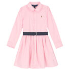 Girls Pink Logo Shirt Dress, 1, hi-res