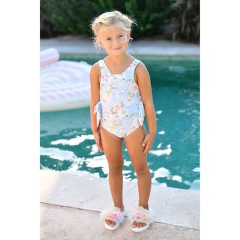 Girls Blue Floral Swimsuit