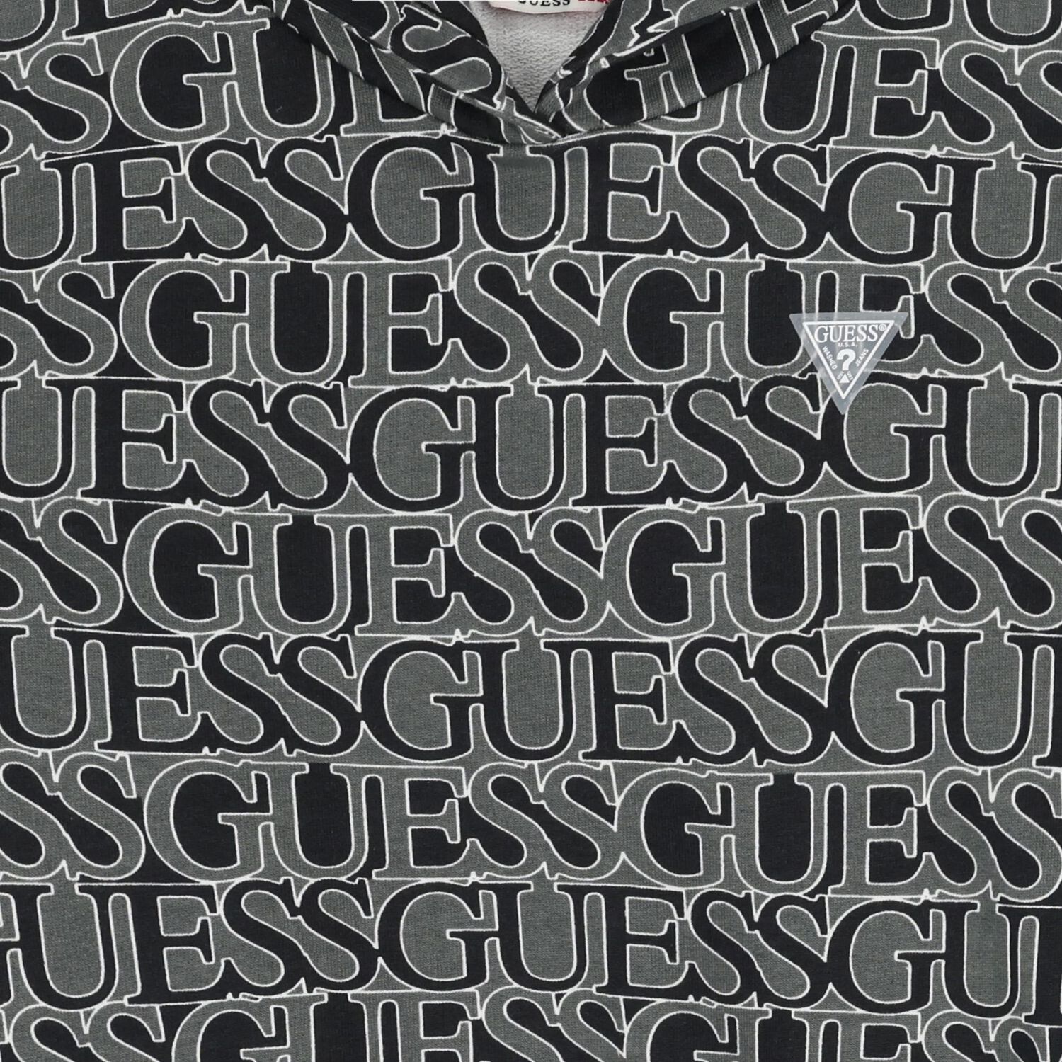 توب هودى للبنات بالشعار باللون الاسود , 2, hi-res