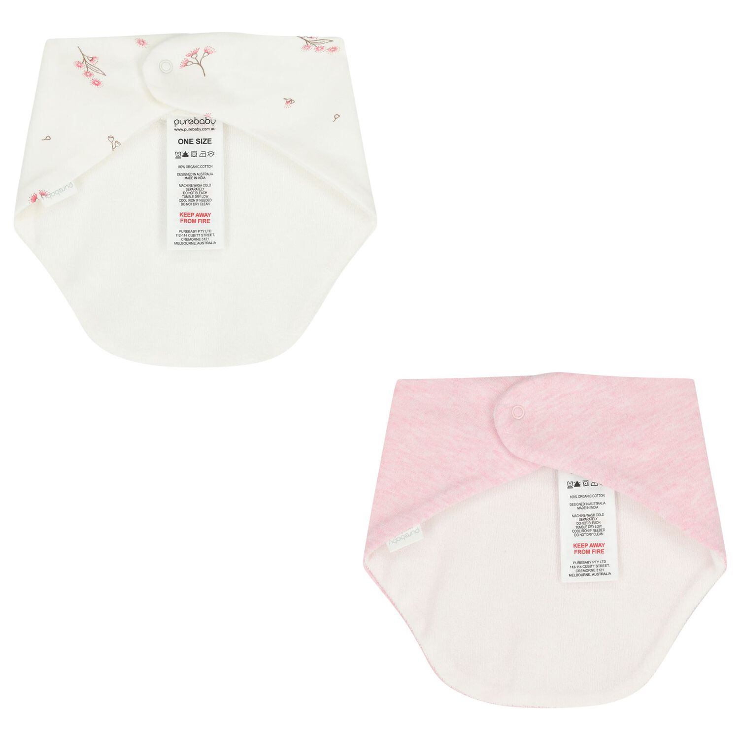 Baby Girls White & Pink Bibs ( 2 Pack ), 2, hi-res