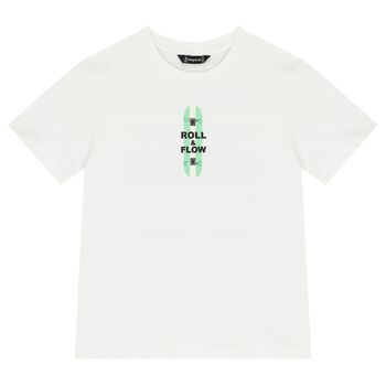 Boys White Skate Board T-Shirt