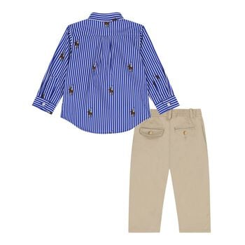 Baby Boys Blue & Beige Trouser Set 