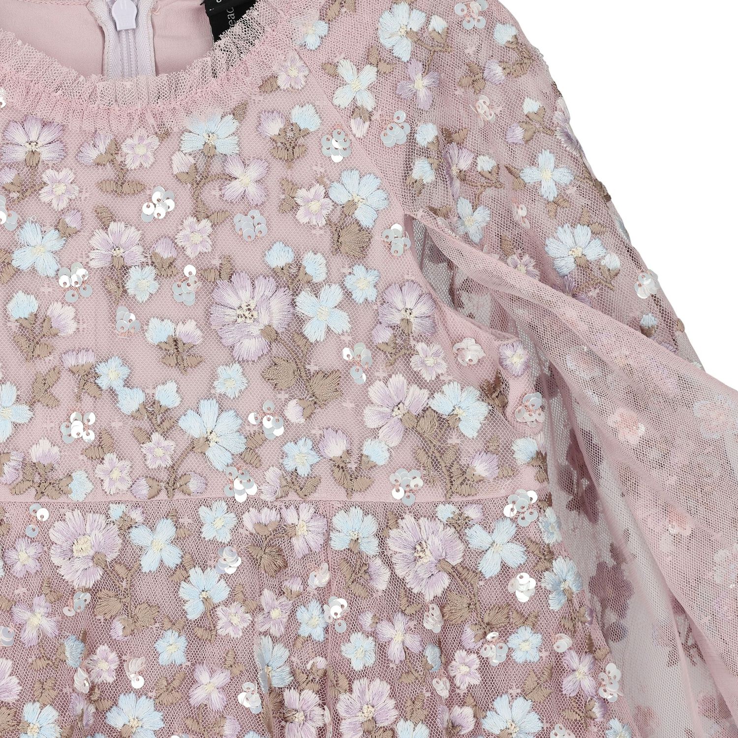 Girls Pink Tulle Cape Dress, 1, hi-res