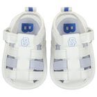 Baby Boys White Logo Sandals, 1, hi-res