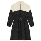 فستان بنات بالشعار باللون العاجى والاسود , 1, hi-res