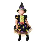 Younger Girls Black Halloween Witch Costume, 1, hi-res