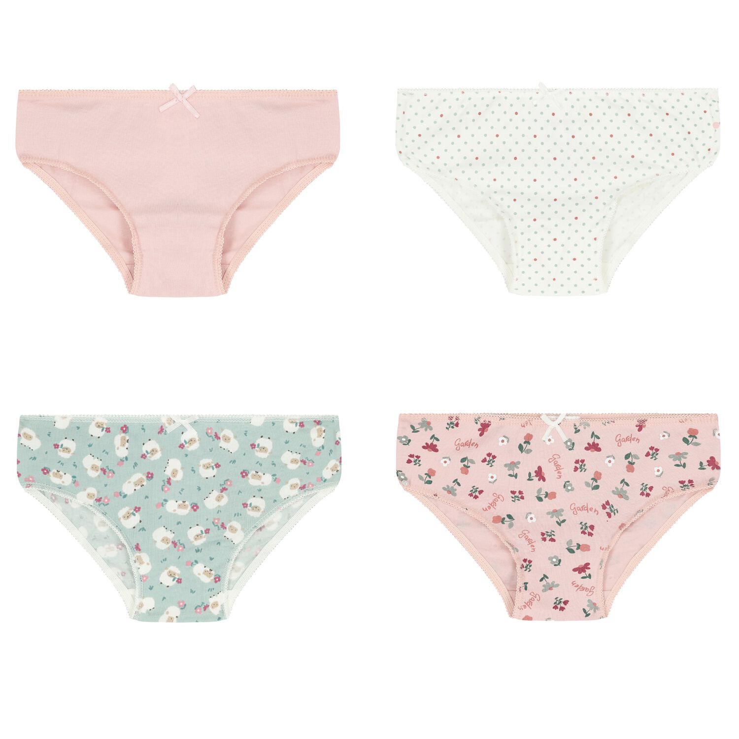 سروال بيكيني  باللون الوردي و الأبيض للبنات (4 قطع ), 1, hi-res image number null
