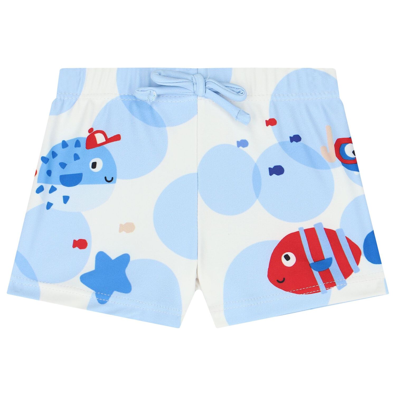 Baby Boys Blue & White Octopus Swim Shorts Set, 1, hi-res