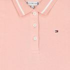 فستان بنات بولو قطن مطرز باللون الوردي , 1, hi-res