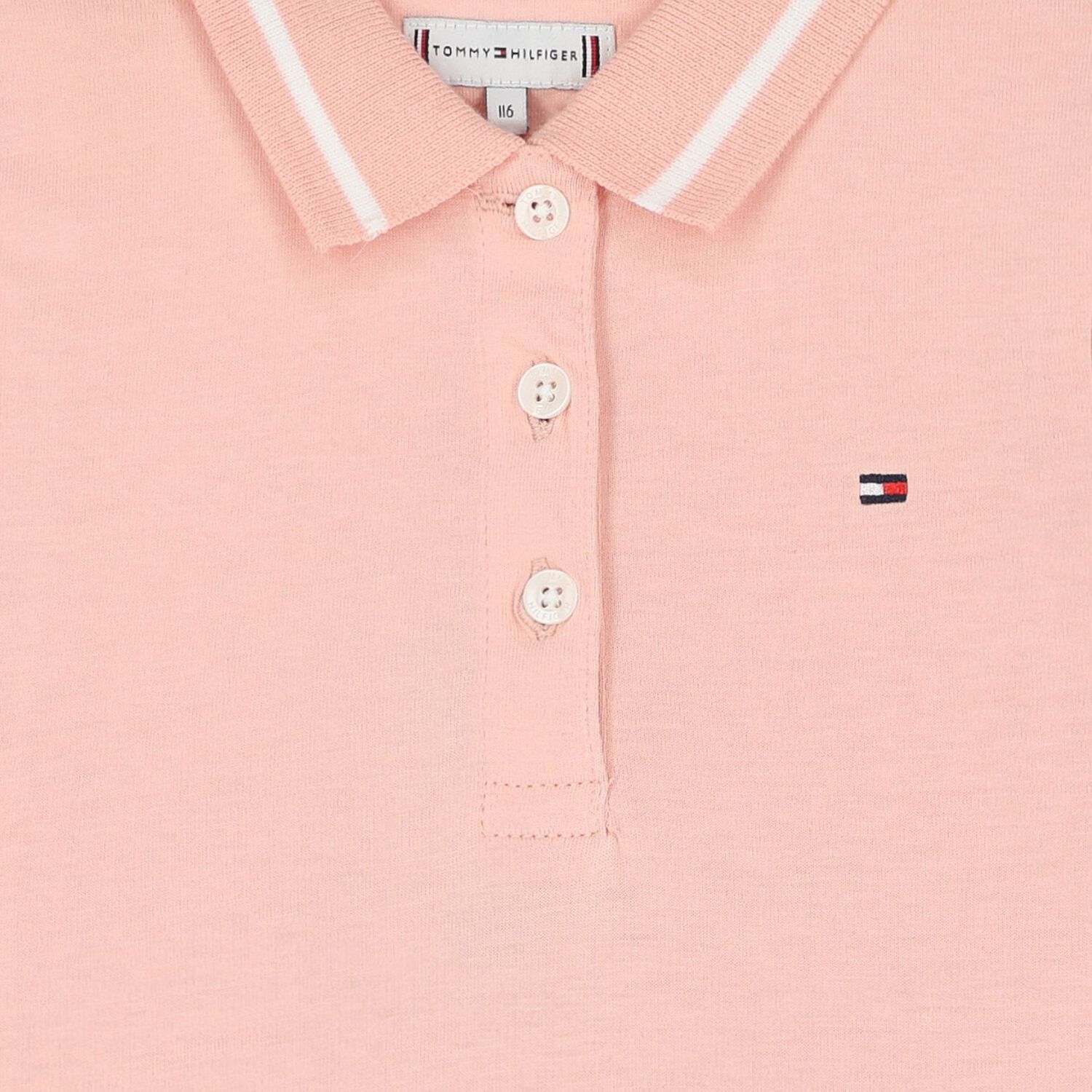 فستان بنات بولو قطن مطرز باللون الوردي , 1, hi-res image number null