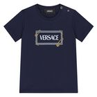Younger Boys Navy Blue Logo T-Shirt, 1, hi-res