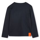 Boys Navy Blue Logo Long Sleeve Top, 1, hi-res