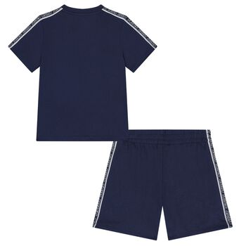 Boys Navy Blue Logo Shorts Set