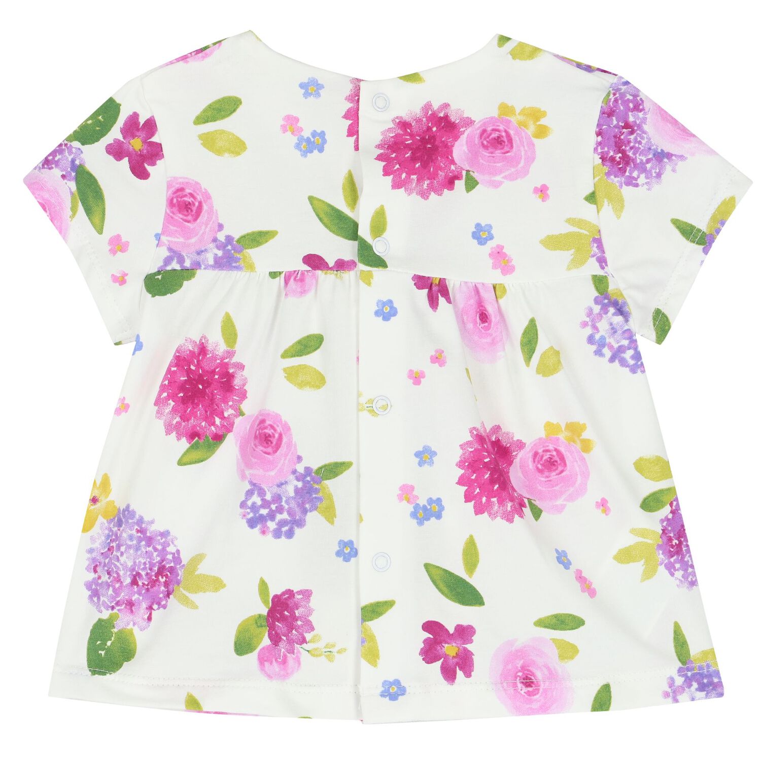 Baby Girls White & Purple Short Set (4 Piece), 2, hi-res