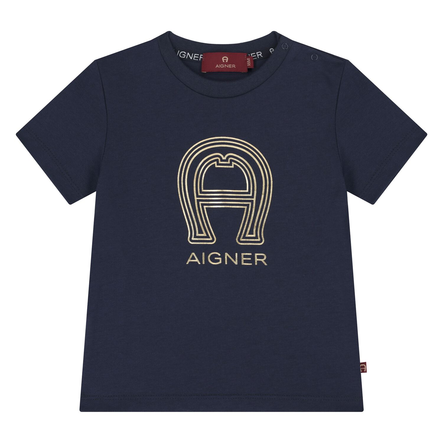 Younger Boys Navy Blue Logo T-Shirt, 3, hi-res