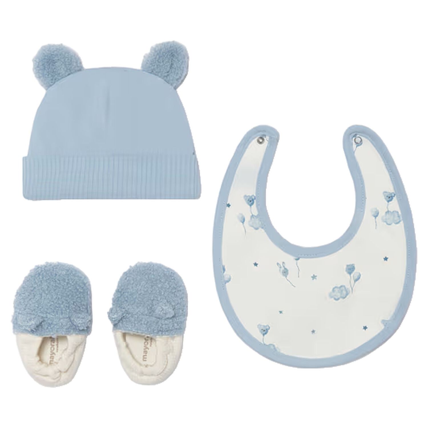 Baby Boys Blue & White Teddy Bear Gift Set, 3, hi-res