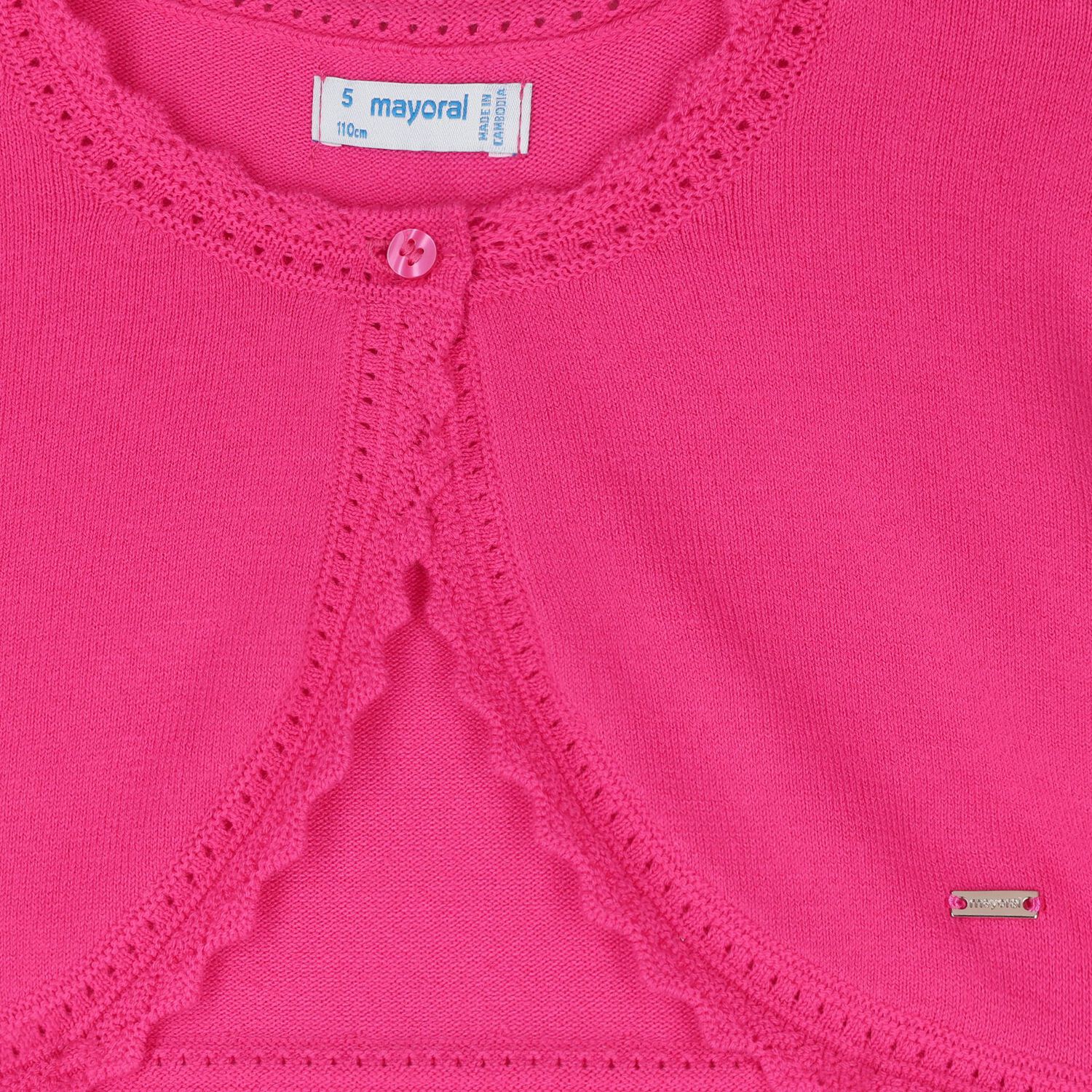 Girls Pink Bolero Knit Cardigan, 5, hi-res image number null