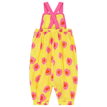 Younger Girls Yellow & Pink Flower Jumpsuit