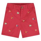 Baby Boys White and Red Logo Short Set, 1, hi-res