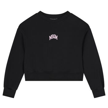 Girls Black Logo Fleece Sweatshirt
