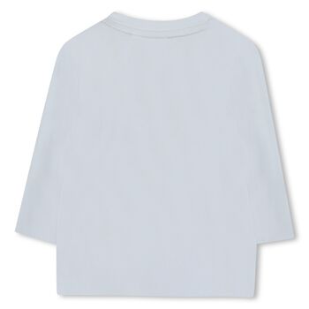 بلوزة بأكمام طويلة وشعار أزرق للأولاد الصغار