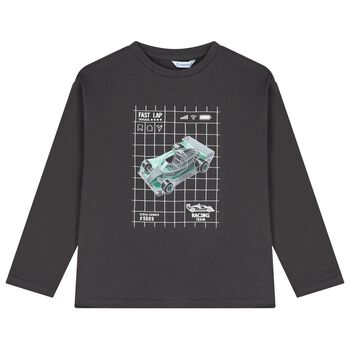 Boys Grey Glow In The Dark Car Long Sleeve Top