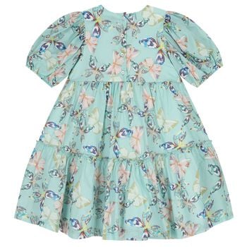 Girls Blue Butterflies Logo Dress 