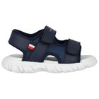 Boys Blue & White Logo Sandals, 1, hi-res