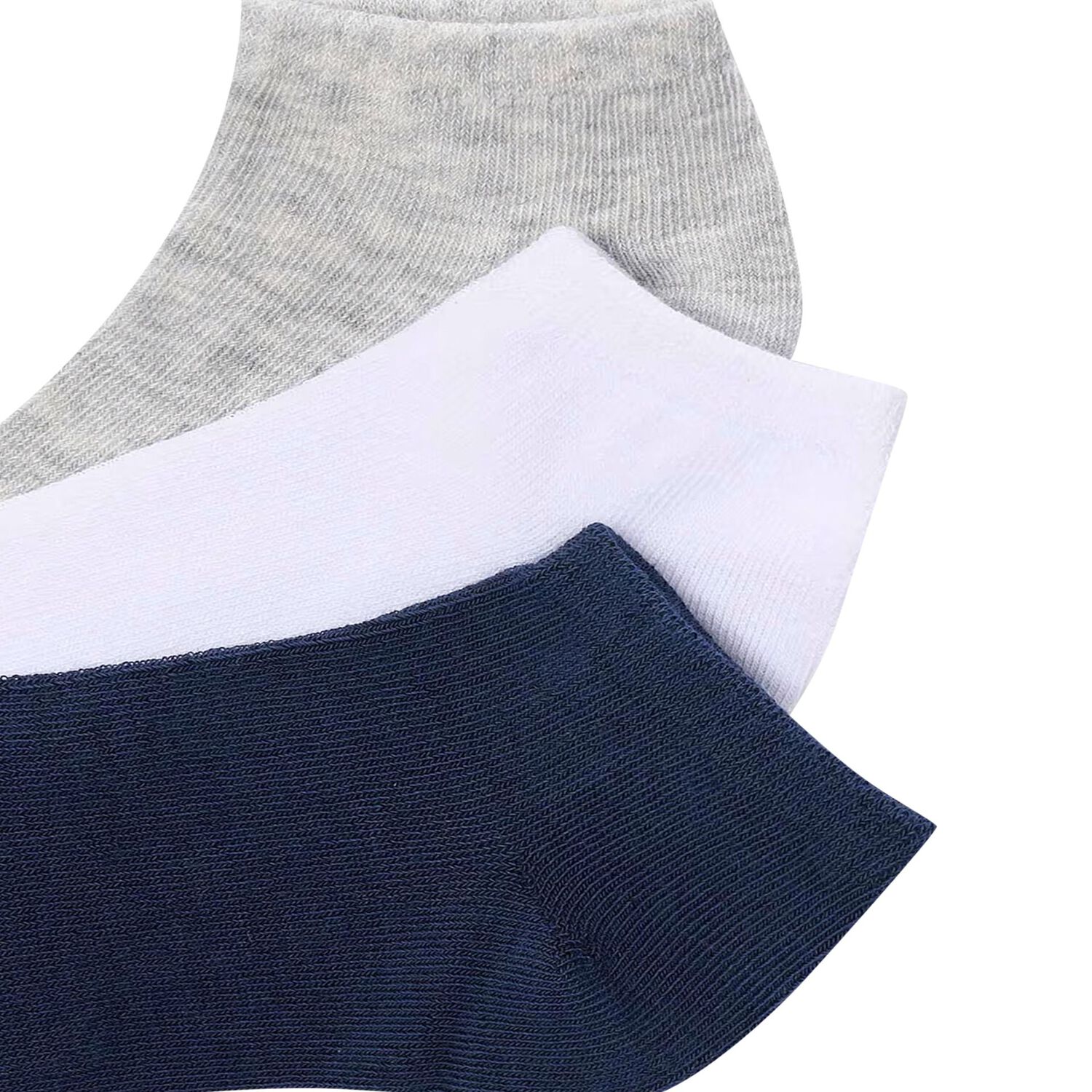 Boys Grey, Navy Blue & White Socks (3 Pack) , 4, hi-res