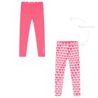Girls Pink Logo Heart Reversible Leggings, 1, hi-res