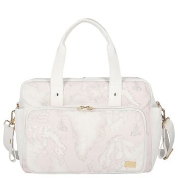 White & Pink Geo Map Baby Changing Bag