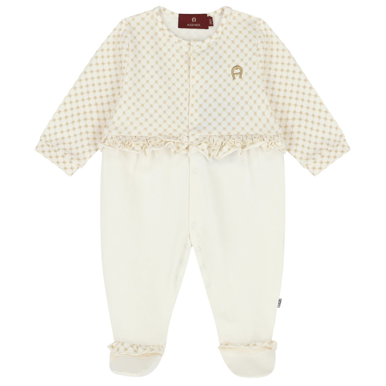 أفرول بنات بالشعار باللون العاجي, 1, hi-res