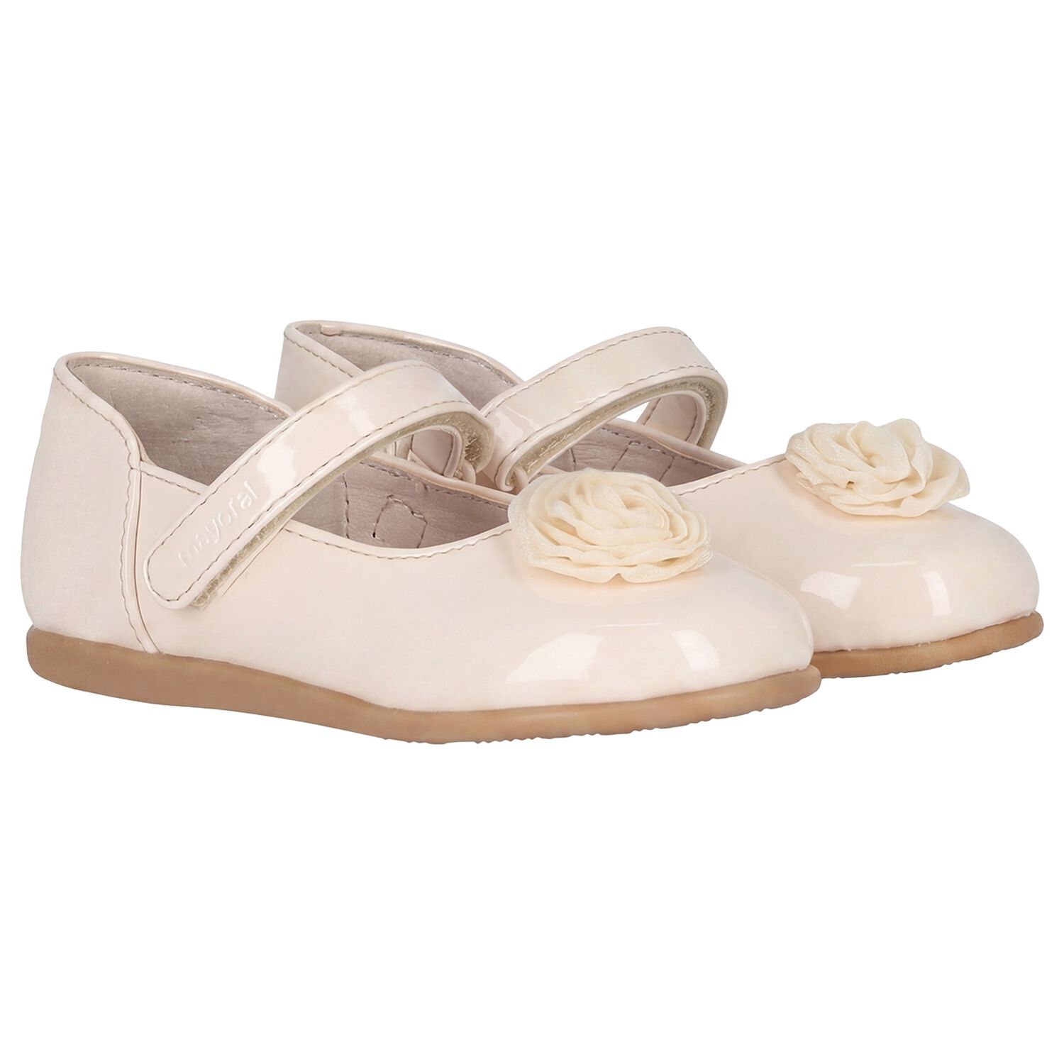 Younger Girls Beige Flower Shoes , 2, hi-res
