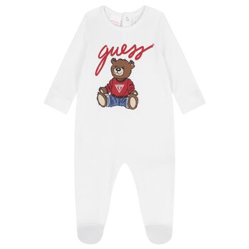 Baby Boys White Teddy Bear Babygrow
