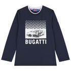 Boys Navy Blue Logo Long Sleeve Top, 1, hi-res