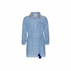 Girls Blue Striped Long Sleeved Dress, 1, hi-res