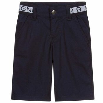 Boys Navy Blue Logo Shorts