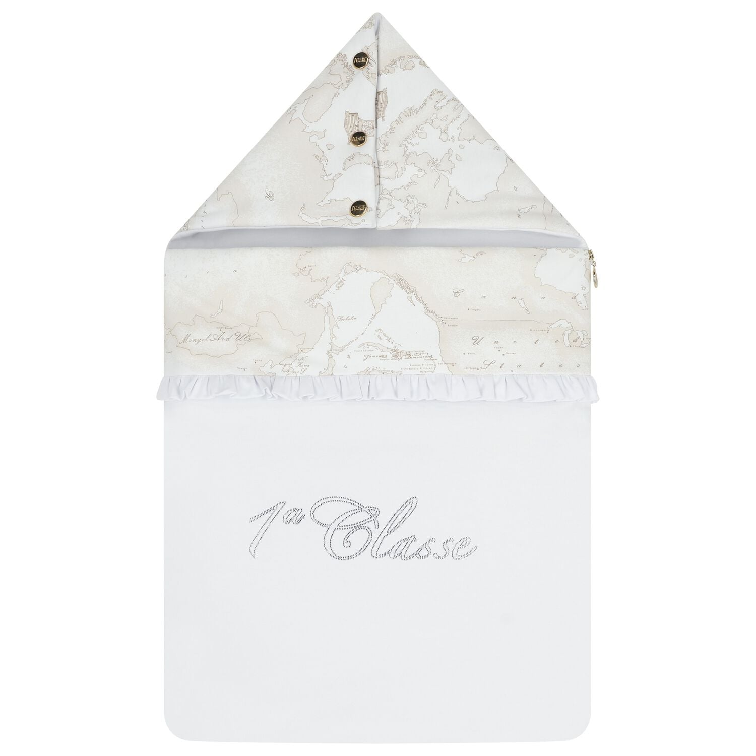 عش باللون أبيض وبيج مزين بشعار للرضع, 1, hi-res