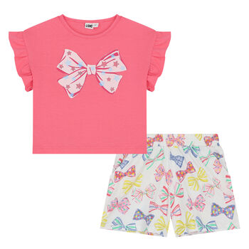 Girls Pink & White Shorts & T-Shirt Set