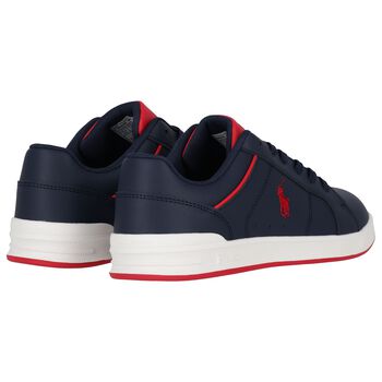Boys Navy Blue & Red Logo Trainers