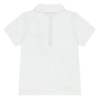 تيشيرت أطفال بولو بالشعار باللون الأبيض للأولاد